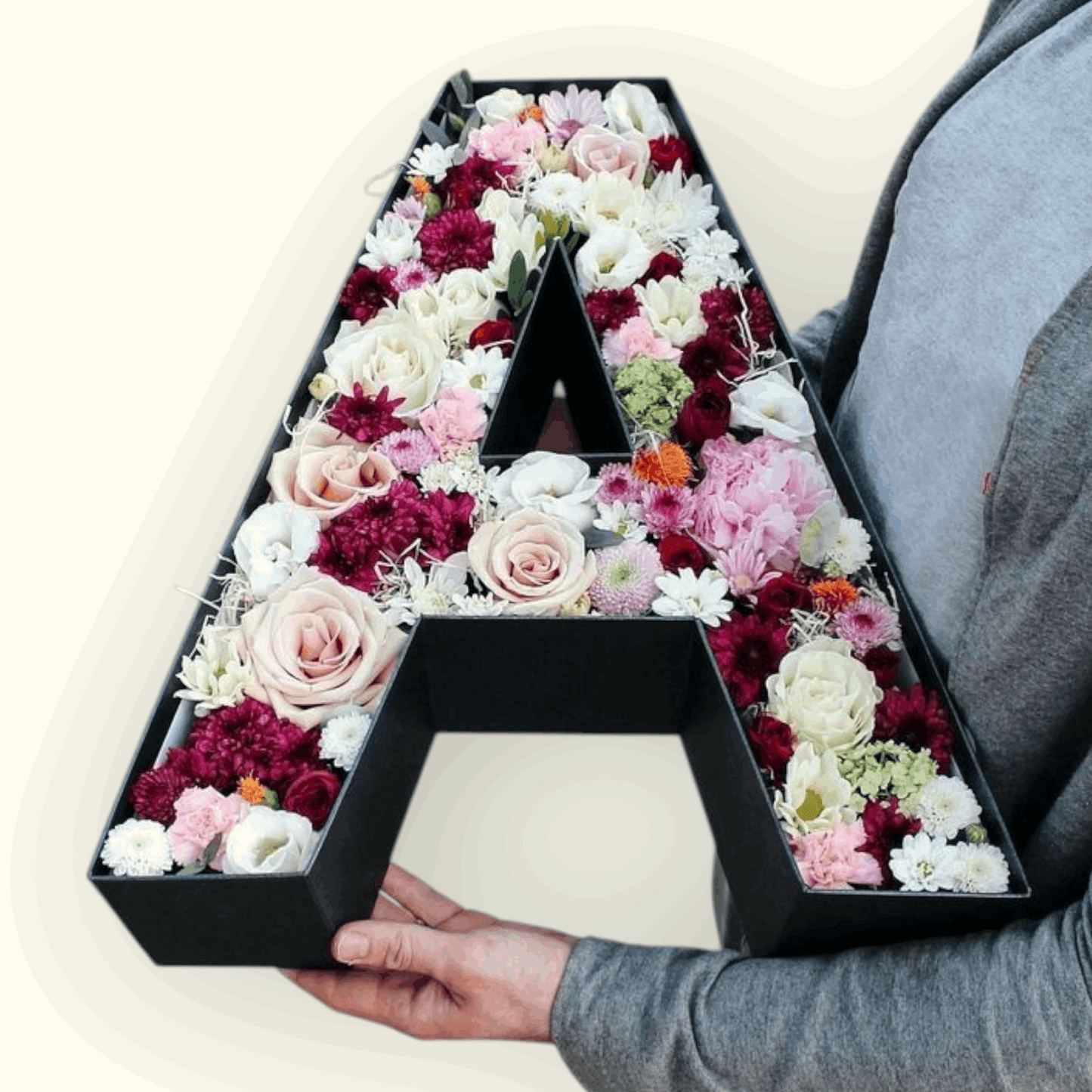 Floral letter 'A' | flower box arrangement