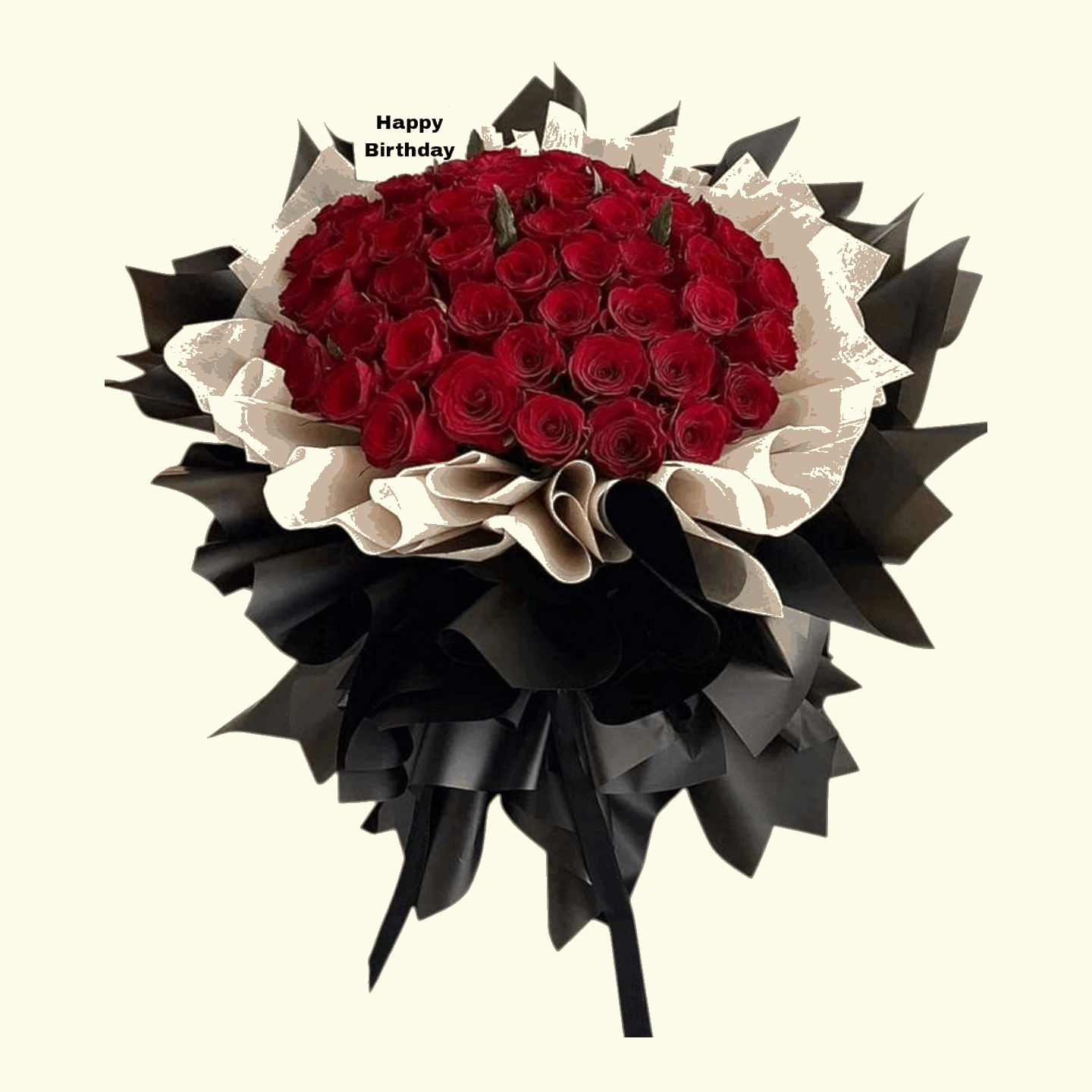 Red Roses bouquet with white, black wrapping bouquet in UAE
