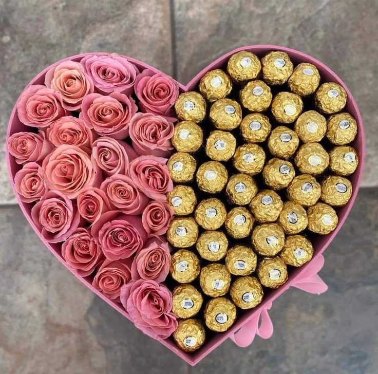 Pink Roses and Chocolate box Arrangement