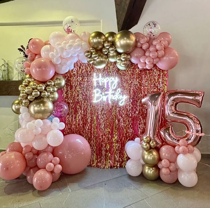 Pink, White and Golden Birthday Setup in Dubai, UAE
