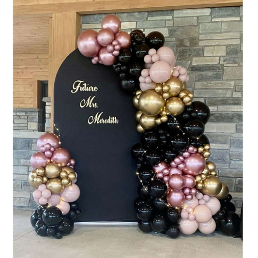 Birthday Party Decoration with black, Pink and Golden Balloons Setup
