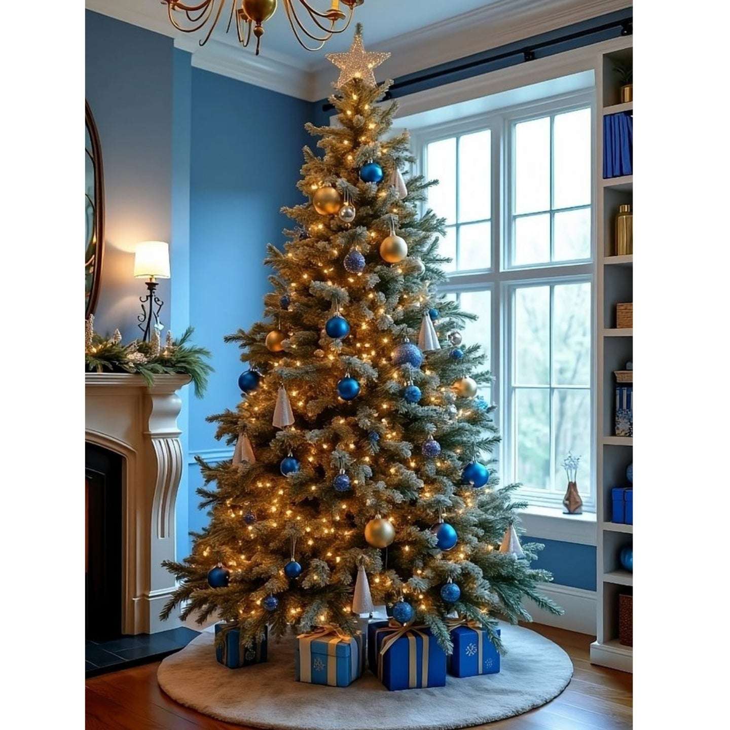 Christmas Golden Tree setup with gifts boxes 