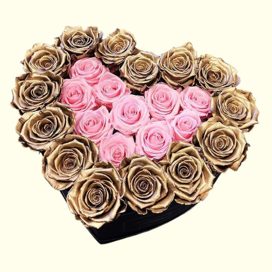 Golden, Pink Roses heart Box in Dubai, UAE