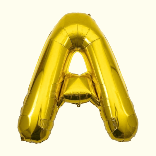 Gold letter 'A' balloon on a white background