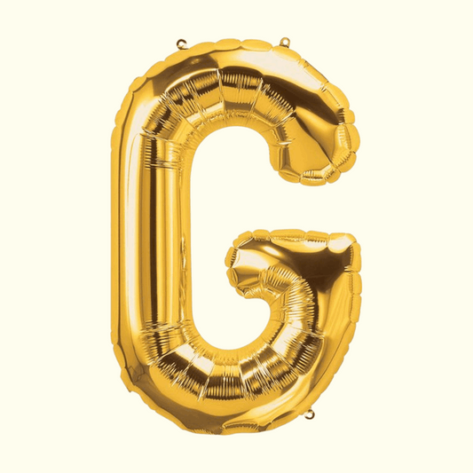 Gold letter 'C' balloon on a white background