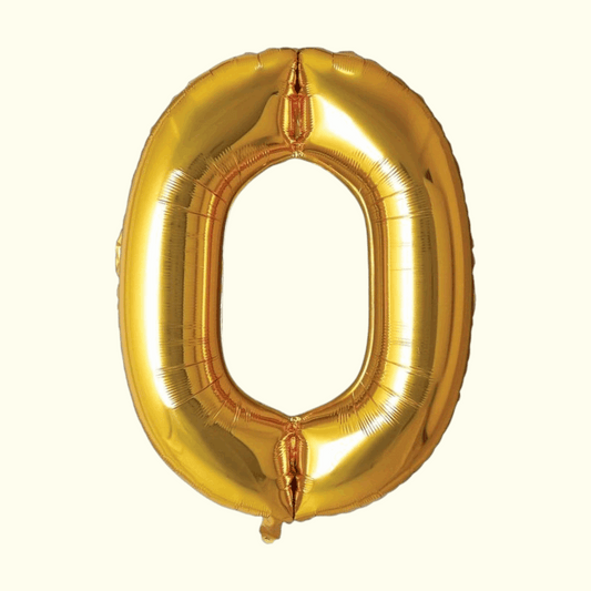 Gold number 0 balloon on a white background