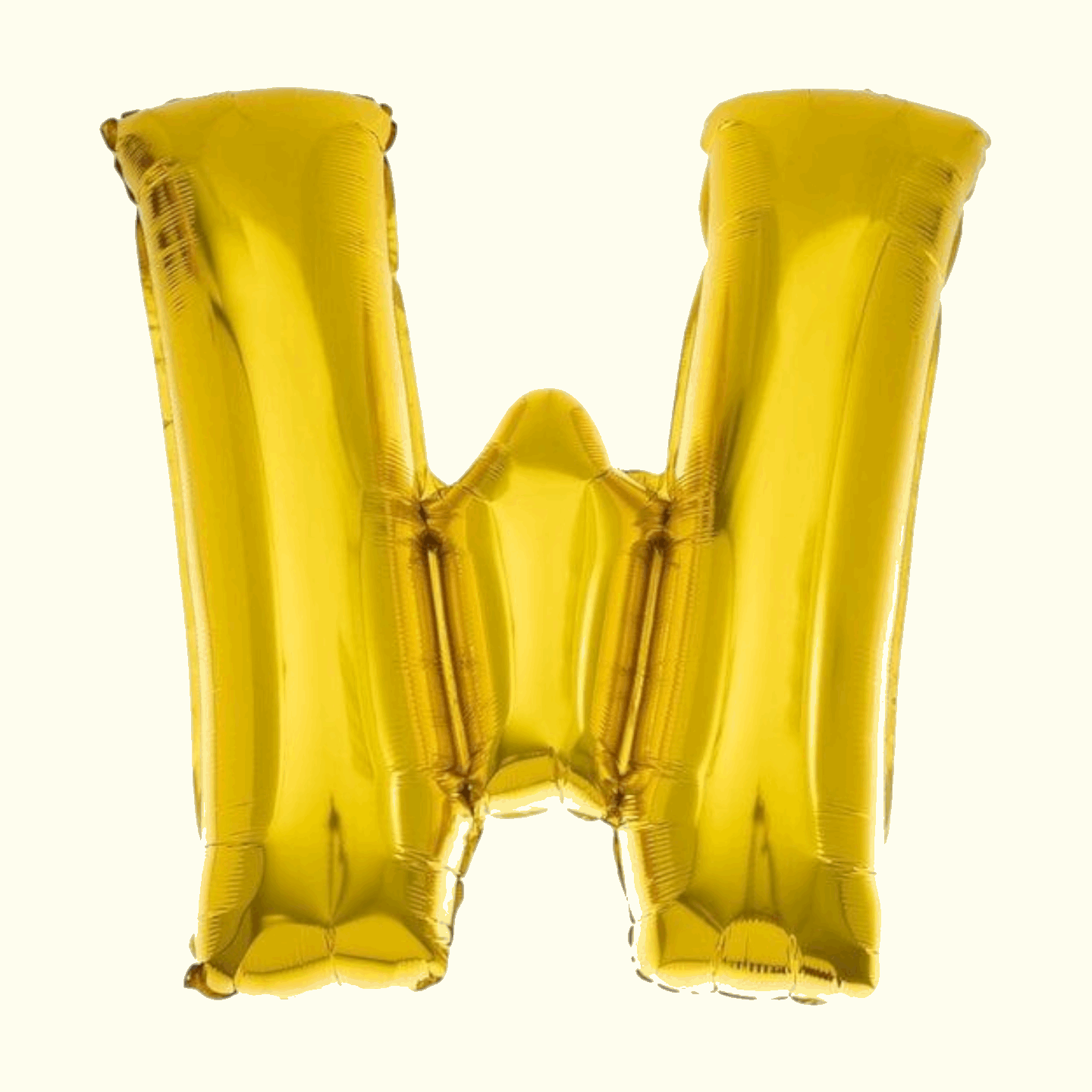 Gold letter 'H' balloon on a white background