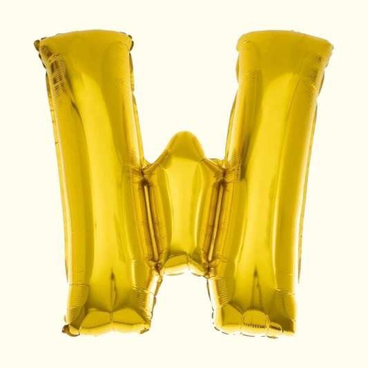Gold letter 'H' balloon on a white background