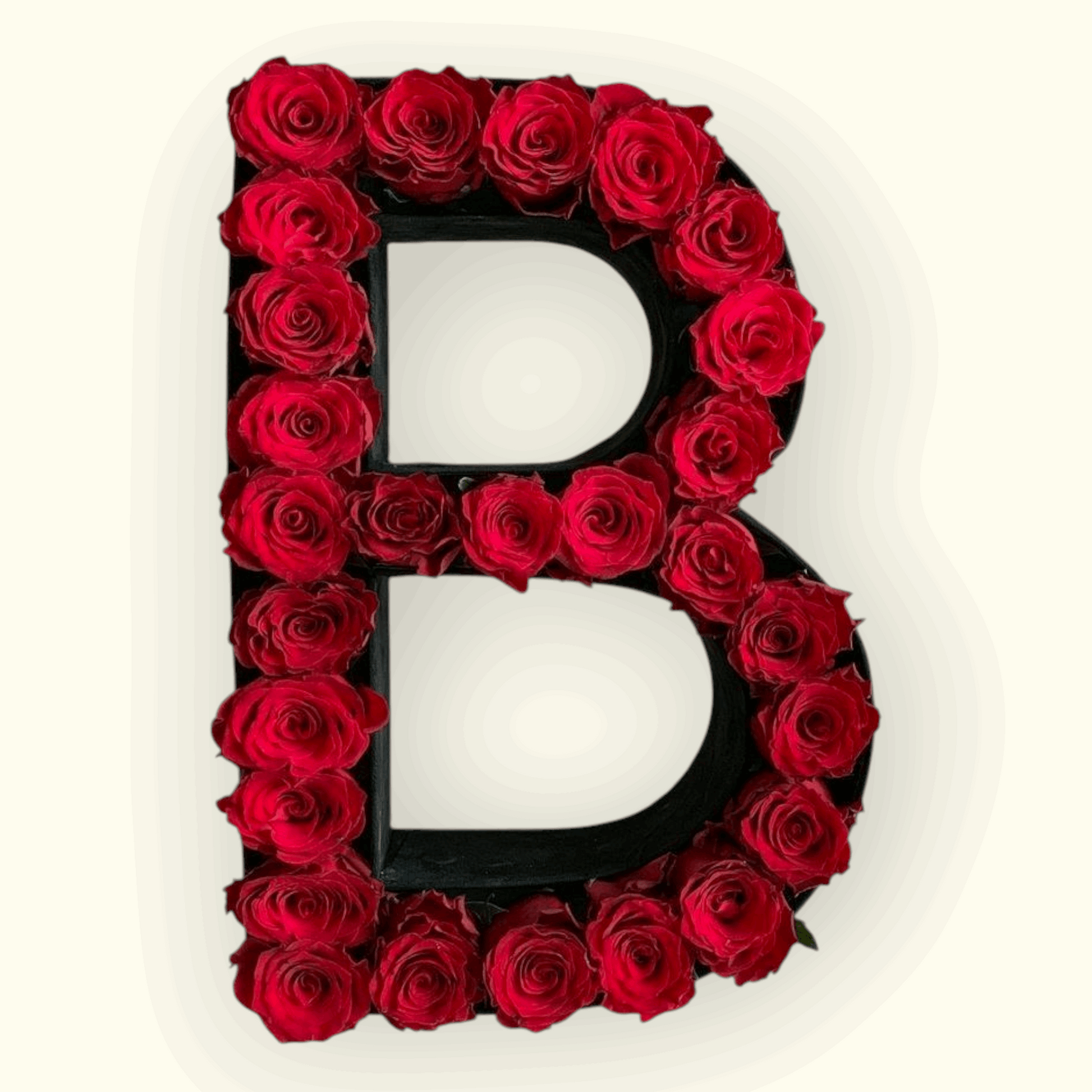 Letter 'B' made of red roses in Dubai, UAE