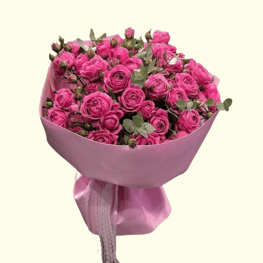 Pink roses bouquet with pink wrapping for love. Order pink flower bouquet online in UAE.