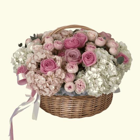 Mixed flower basket arrangement in Dubai, UAE 