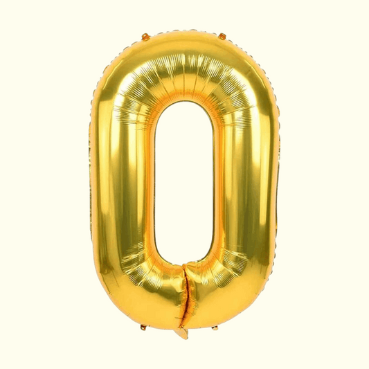 Gold number 0 balloon on a white background