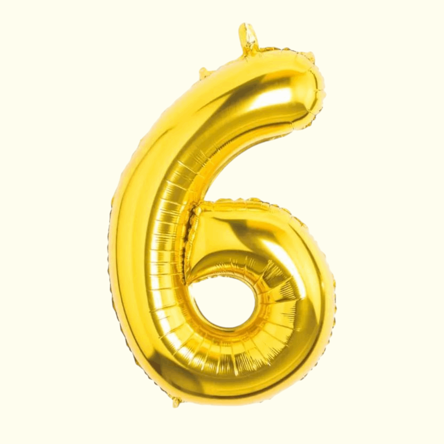 Gold number 6 balloon on a white background