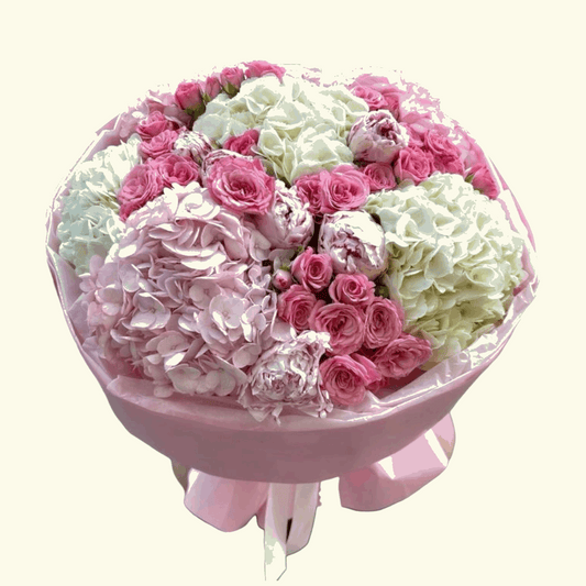 Pink, White, Rose Pink Flower Bouquet in DUbai, UAE