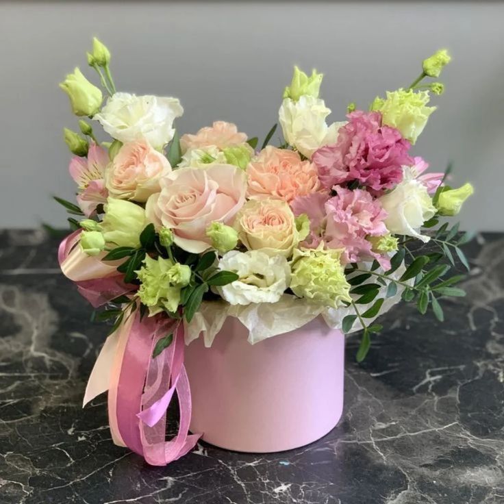 Pink, White and Green Flower Box arrangement 