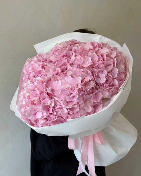 Pink Flower Bouquet with White wrapping