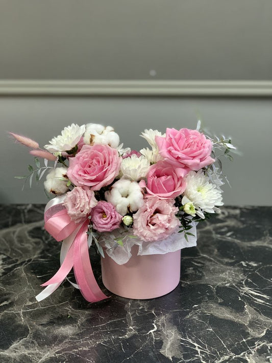 Pink, White Flower Box Arrangement in Dubai, UAE 