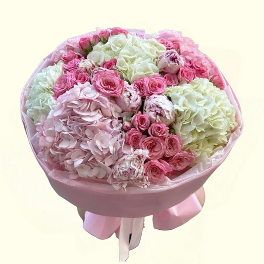 Pink, White, Rose Pink Flower Bouquet in DUbai, UAE