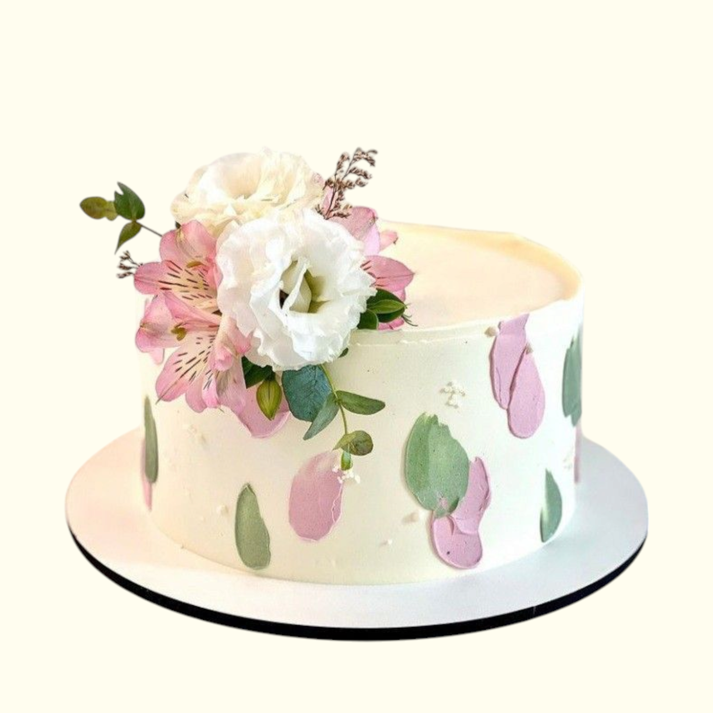 Decorative cake with floral patels, Vanilla Cake shop