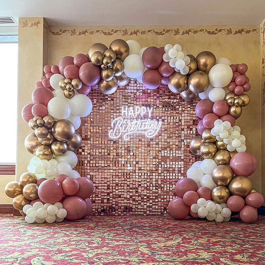 Purple, White and Golden balloons setup 