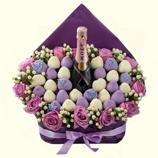 Purple Strowberry | Purple, White, Pink Flower Basket 