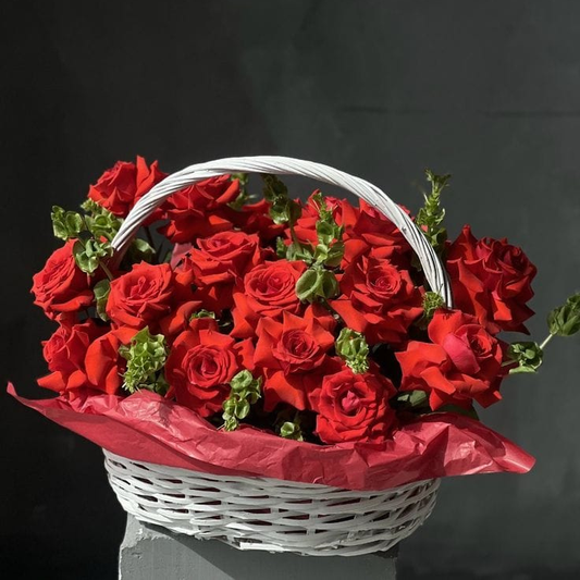Red Flowers Basket Arrangement in Dubai, UAE