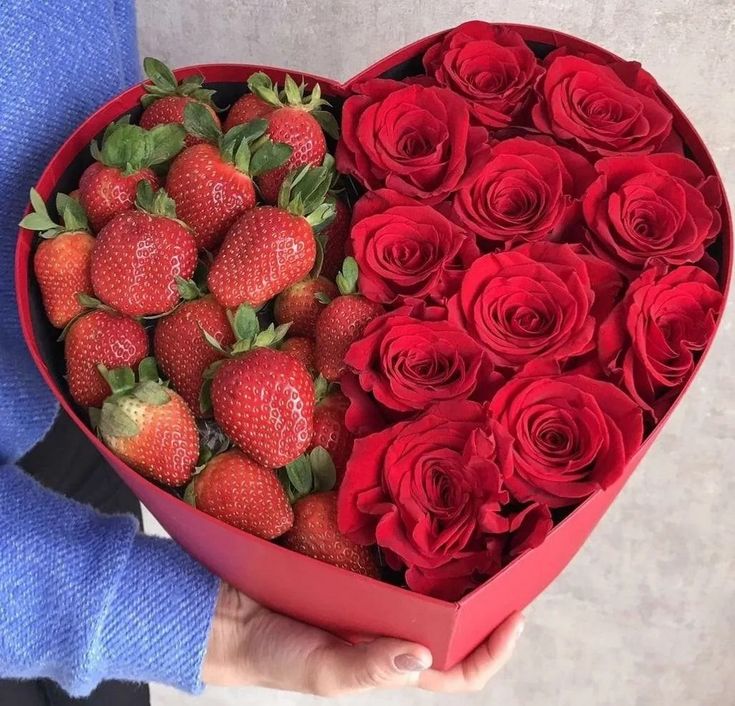 Heart box setup with red roses  