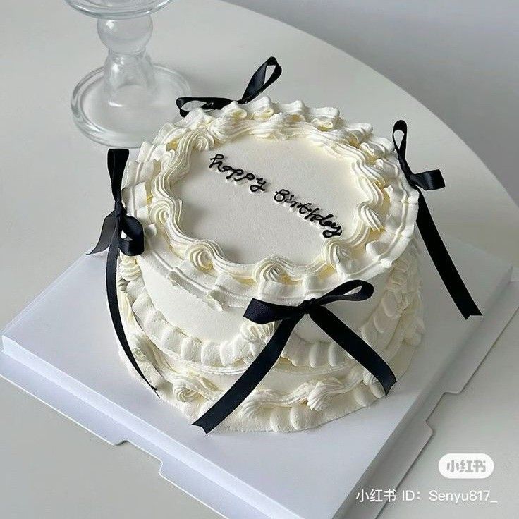 Black Ribbon Cake for Husband Birthday 