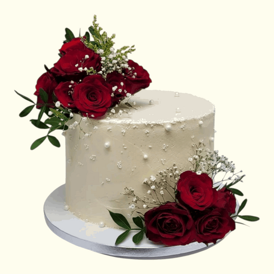 Choco Vanilla Cake with Red Roses