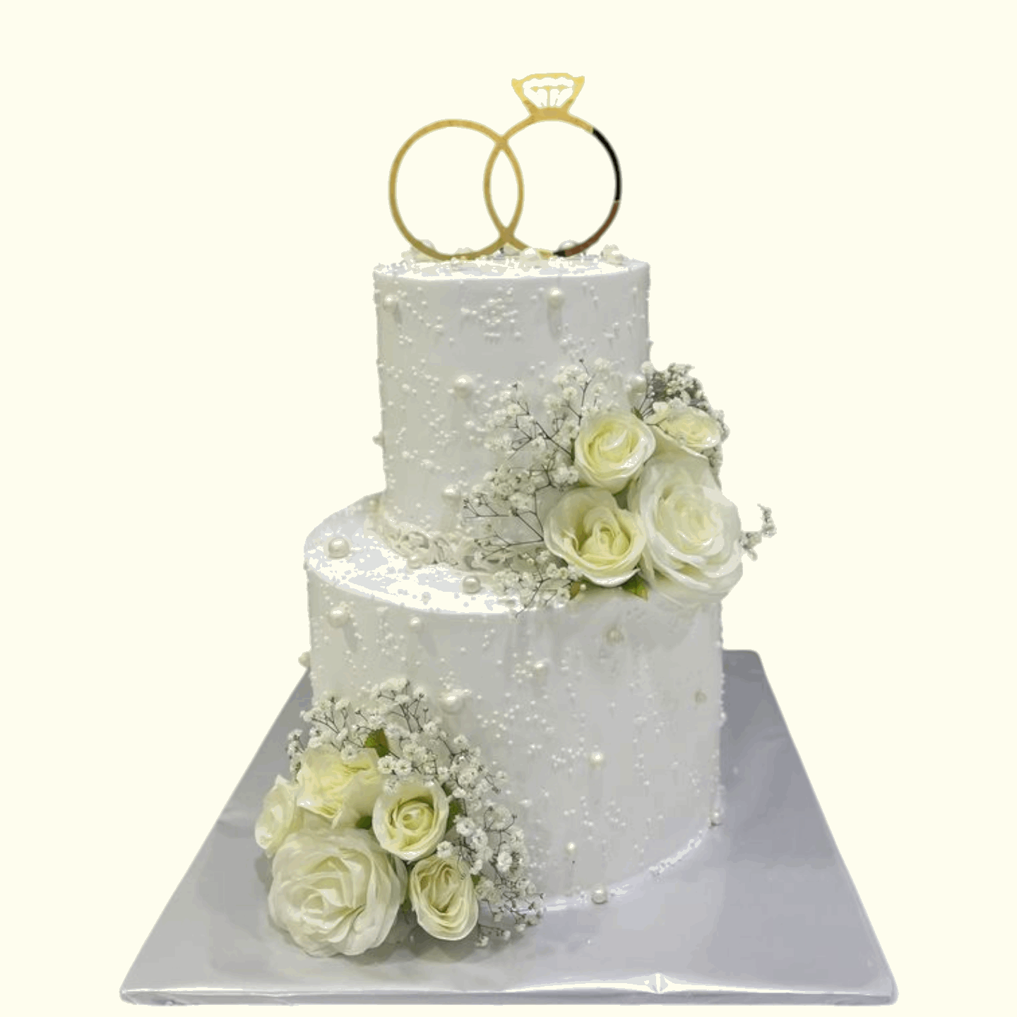 White Choco Vanilla Cake for Wedding,  with Rings Dubai, UAE