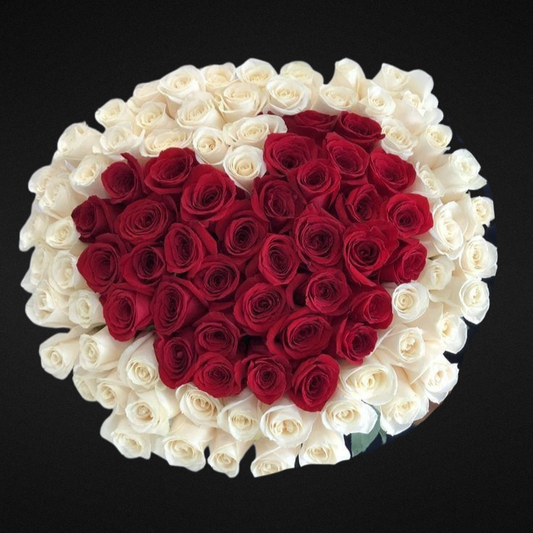 50 White and Red Roses Bouquet in Dubai