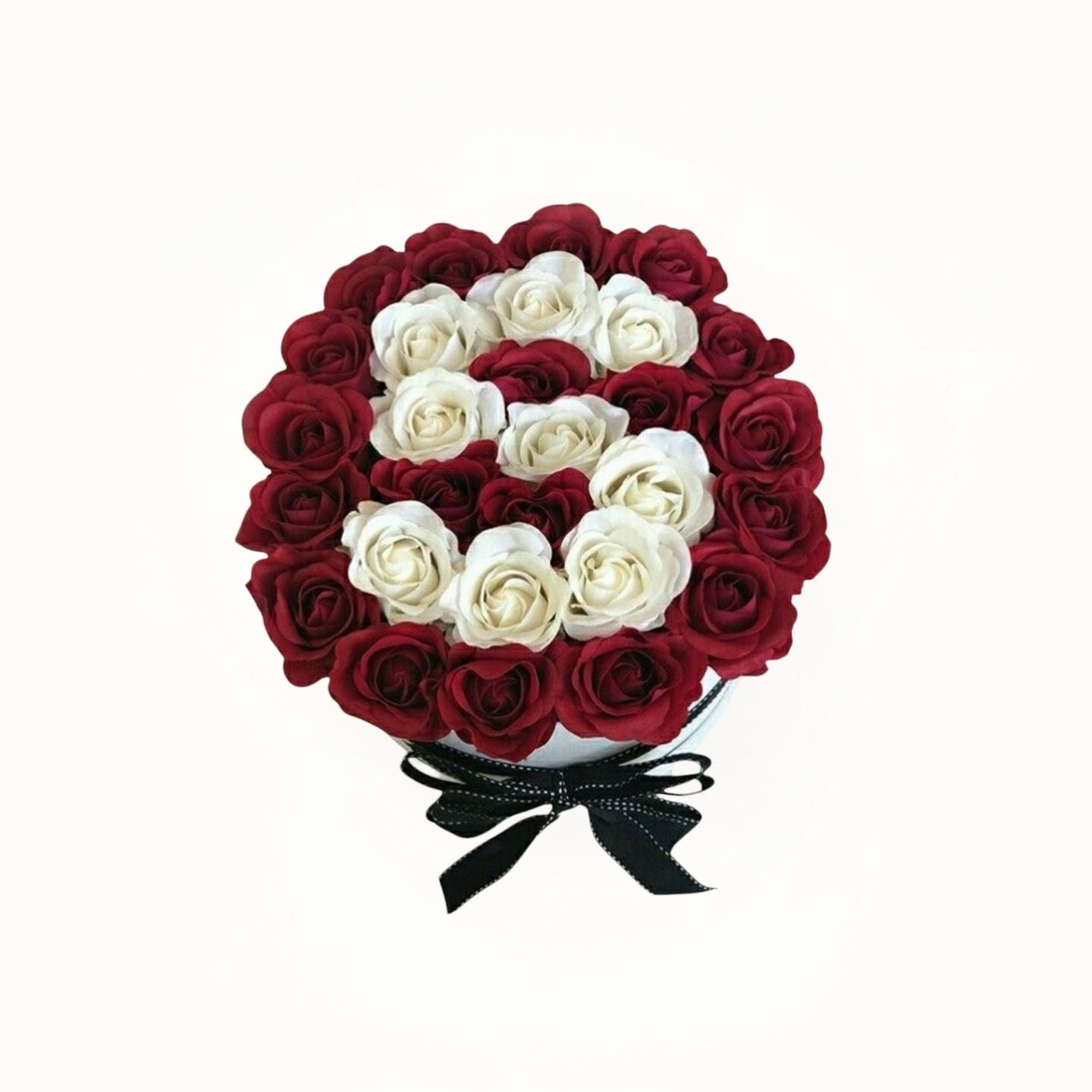 White and Red Roses Box arrangement | Roses Box in Dubai, UAE